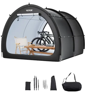 Produktbild von VEVOR Fahrradlagerzelt, für 1 bis 2 Fahrräder, geräumiges Outdoor-Fahrradlagerzelt mit belüftetem Fenster, wasserdichtes fächerförmiges Fahrrad-Zelt aus hochfestem Fiberglas & doppelten Reißverschlüssen, geeignet für Fahrräder, 1706x2133x2438 mm-Doppeltür
