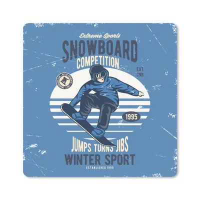 Produktbild von MuchoWow® Mauspad Mousepad Snowboard - Wintersport - Retro 30x30 cm - Mousepads - Maus Mat - Pad - Mausunterlage - Gaming