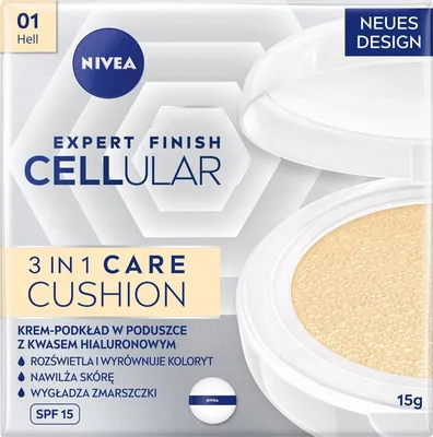 Produktbild von NIVEA CELLULAR Expert Finish 3in1 Pflege Cushion Hell, Kompaktes Gehäuse, Jeder Hauttyp, Feuchtigkeitsspendend, Glättend, Weichmachend, Mittel, Beige, Hell