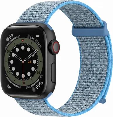 Produktbild von Smartwatch Armband für Apple Watch SE 3 44mm Nylon Textil Band Ersatzband Wechselband Klettverschluss flexibel atmungsaktiv Blau