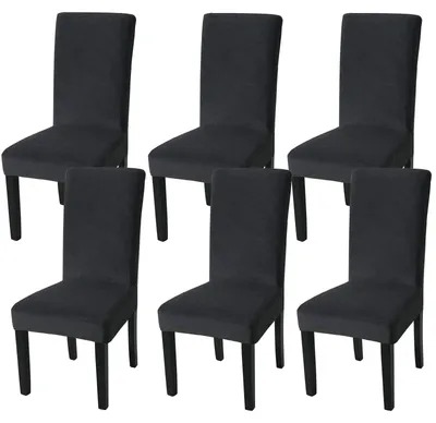 Stuhlbezüge Samt, dehnbar, waschbar, 6 Stück, für Esszimmer & Events
