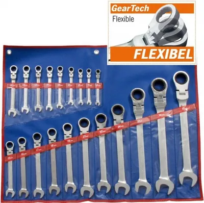 Produktbild von Projahn GearTech Schlüssel Satz Rolltasche 20-tlg., flexibel 6 - 7 - 8 - 9 - 10 - 11 - 12 - 13 - 14 - 15 - 16 - 17 - 18 - 19 - 21 - 22 - 24 - 27 - 30