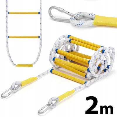 Zdjęcie produktu dla Drabina sznurowa linowa pleciona na dach HIGHER 2m FIBERGLASS dekarska