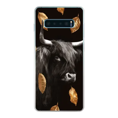 Produktbild von MuchoWow® Handyhülle Schutzhülle Hülle für Samsung Galaxy S10 Lite Schottischer Highlander - Blätter - Gold - Schwarz Silikon Softcase Handy Hülle - Schutz