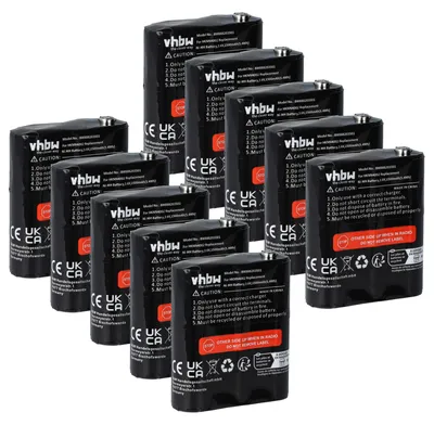 Produktbild von vhbw 10x Akku kompatibel mit Motorola Talkabout T6500R, T6510, T800, T6500, T6400, T6530, T82 Funkgerät, Walkie Talkie (1500 mAh, 3,6 V, NiMH)