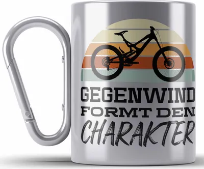 Produktbild von Trendation - Fahrrad Radfahrer Geschenk Rennrad Bike Geschenkideen Edelstahl Tasse Karabiner Fahrradfahrer Karabiner Edelstahl Tasse Karabiner Edelstahl (Silber)