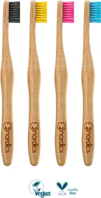 Image de brosse à dents écologique poils de bambou rose Nordics 1 pc