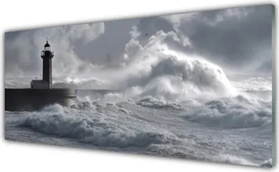 Produktbild von Acrylglasbilder 125x50 Wandbild Druck Leuchtturm See Meer Natur