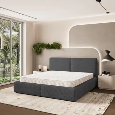 Produktbild von Masseno Polsterbett FELURO P 200x200 cm, Polsterbett mit Bettkästen -Grau, POSO 34