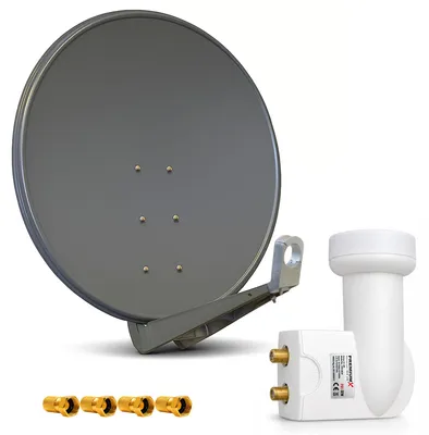 Produktbild von PremiumX DELUXE 100 Satellitenantenne 100 cm Aluminium Anthrazit + Twin LNB PXT-SEW 0,1 dB Digital Sat Empfangskopf WE weiß für 2 Teilnehmer HDTV Full HD UltraHD 3D 4K + 4x F-Stecker