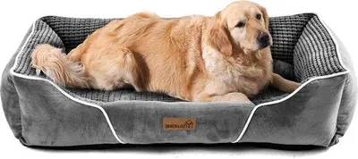 Productafbeelding van Famanu Hondenbed, extra groot - Wasbaar, antislipbodem, ademend maïsvelours - 89 x 64 x 23 cm - Grijs