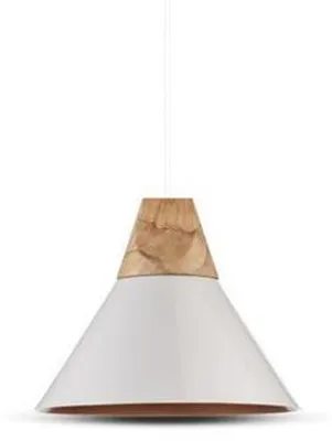 Immagine prodotto di V-TAC VT-7425 Lampadario portalampada 1MT E27 moderno in legno e metallo bianco lucido Ф250mm - sku 3756