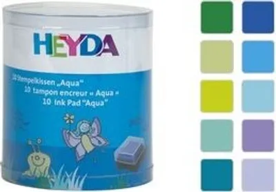 Produktbild von HEYDA Stempelkissen Set "Aqua" Klarsicht Runddose 10 Stempelkissen