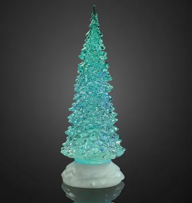 Produktbild von LED Tannenbaum Baum Deko Acryl RGB Figur Weihnachten Glitzer Batterie Tischdeko