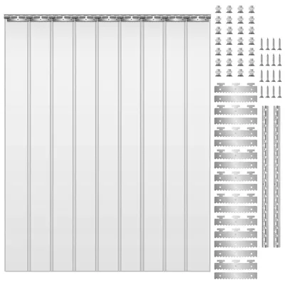Produktbild von PVC-Streifenvorhang für Tür - Türvorhang - 121 x 243 cm - 9 Streifen - Transparentes PVC - Hakenbefestigung - Blau