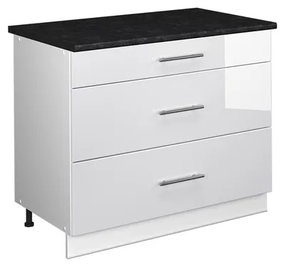 Zdjęcie produktu dla Szafka dolna Vicco Fame-Line Biały wysoki połysk/Biały 100 cm, BP Antracyt, Model 62000