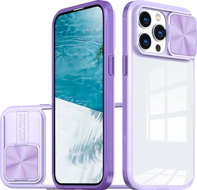 Produktbild von Hülle für iPhone 15 Pro Max Transparent TPU Bumper Schutzhülle mit Schiebe Kamera Schutz Lila