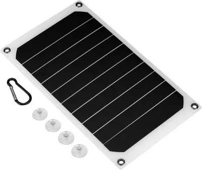 Immagine prodotto di Pannello solare portatile da 10 W e 5 V, resistente all'acqua - Porta di ricarica USB per smartphone e tablet.
