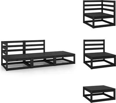 Produktbild von vidaXL 3-tlg. Garten-Lounge-Set Schwarz Massivholz Kiefer -  Gartenmöbel-Sets