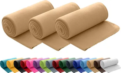 Produktbild von 3er Set Polar Fleecedecke 130x160 cm, OEKO-TEX ca. 400g Gewicht, mit Antipilling & Kettelrand - Farbe beige