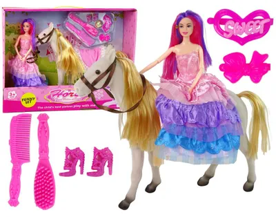 Immagine prodotto di Bambola principessa con pony bianco + accessori