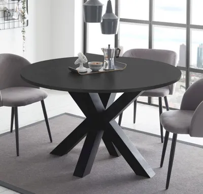 Produktbild von Esstisch schwarzstahl 130x78 cm Big System Rund Stern 130 Auszug