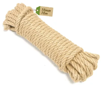 Image de Corde en jute de 10 mm, idéale pour les projets de bricolage et le jardinage, longueur : 10 mètres