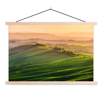 Produktbild von MuchoWow® Textilposter Toskana - Landschaft - Hügel 60x40 cm mit holzfarbenen Rahmen - Bilder