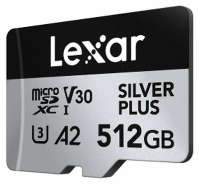 Produktbild von Lexar Professional SILVER PLUS, 512 GB, MicroSDXC, UHS-I, 205 MB/s, 150 MB/s, Class 3 (U3)