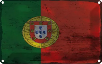 Produktbild von vianmo Blechschild 12x18 cm Portugal Rost Flagge Fahne Wappen