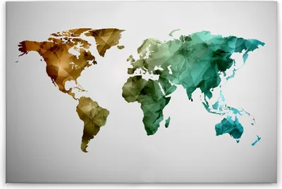 Produktbild von Leinwandbild Abstrakt 60 x 90 cm - Wandbild Weltkarte Grün Blau Karte - Keilrahmen Wohnzimmerdeko Wanddeko Wandgemälde