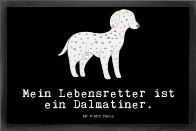 Produktbild von Mr. & Mrs. Panda Fussmatte Dalmatiner Lebensretter 50 x 75 cm - Schwarz - Geschenk, Bodenvorleger, Fußabtreter, Schmutzmatte, Dalmatinac, fußmatte, Schmutzfangmatte