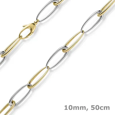 10mm-Halskette-aus-585-Gold-gelb-weiß-50cm