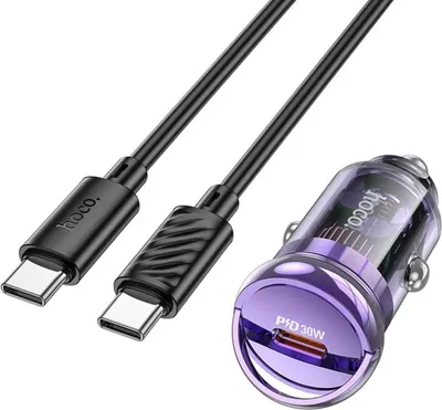 Obrázek produktu pro HOCO nabíječka do auta typ C + kabel typ C na typ C PD 30W Z53 fialová