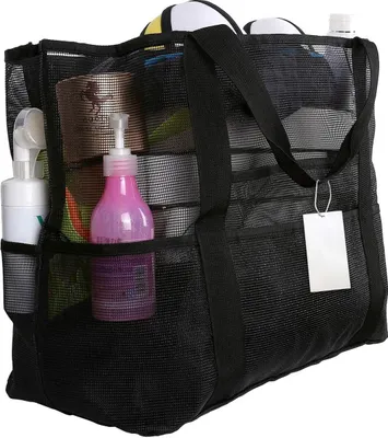 Produktbild von Mesh Strandtasche Extra Große Faltbare Einkaufstaschen für Familie Urlaub Baden Shopper Reise Picknick