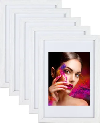 Produktbild von 2er 3er 5er Set Holz Bilderrahmen Lifestyle Plexi Foto Rahmen Collage Wanddeko Poster HR-25 - Farbe: 5er Pack Weiß | Format: 13x18