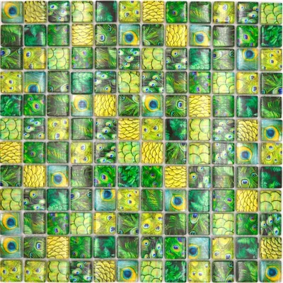 Produktbild von Mosani MOS68-WL84, Mosaik, Glas, Grün, Drinnen, Rechteck, 298 mm