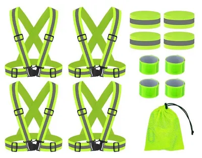 Obrázek produktu pro Reflexní bezpečnostní vesty sada, včetně nárameníků a síťového sáčku, 4 kusy