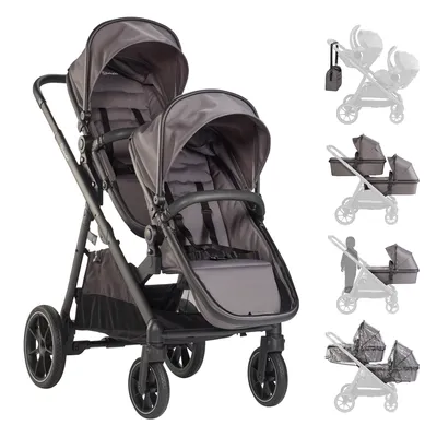 Produktbild von BabyGo Geschwisterwagen DUO, grau/schwarzer Griff