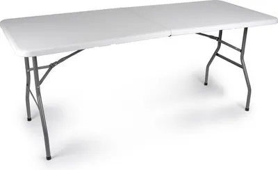 Obrázek produktu pro Skládací kempingový stůl - zahradní plastový stůl - 180x74x74cm - až pro 6 osob - bílý