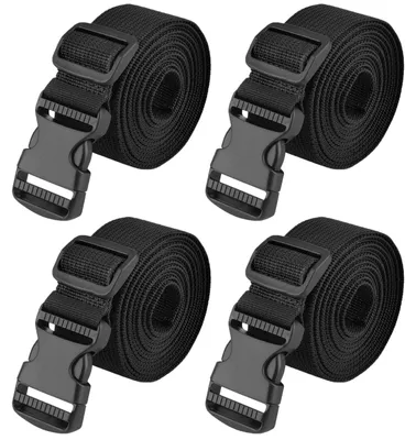 Image de 4 sangles de bagages, sangles pour valises, sangles réglables pour bagages (noires, 38 mm, 3 mètres)