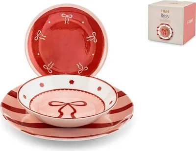 Immagine prodotto di H&H Servizio Tavola 18 Pezzi Rosy in porcellana