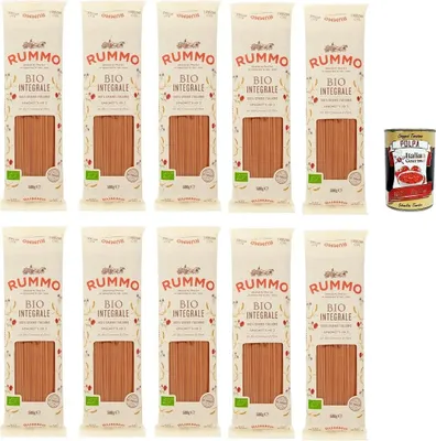 Produktbild von Rummo Pasta Integrale Spaghetti N° 3, Vollkornnudeln Nudeln Vollkorn Italienische Pasta 10x 500g + Italian Gourmet polpa 400g