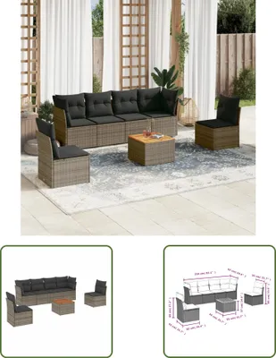 Produktbild von The Living Store 7-tlg. Garten-Sofagarnitur mit Kissen Grau Poly Rattan