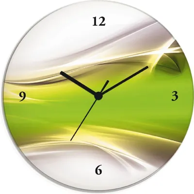 Produktbild von ARTland Glas Wanduhr Quarzuhr - schwarzer Zeiger Kreatives Element Grün Größe: 30x30 cm