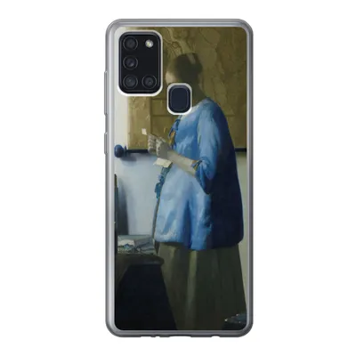 Produktbild von MuchoWow® Handyhülle Schutzhülle Hülle für Samsung Galaxy A21s Frau in Blau liest einen Brief - Gemälde von Johannes Vermeer Silikon Softcase Handy Hülle - Hartschale