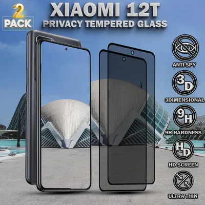 Produktbild von 2-Pack Xiaomi 12T Displayschutzfolie Privacy - Gehärtetes Glas 9H - Super Qualität 3D