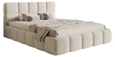 Produktbild von Homebook CLUDES - Polsterbett 160x200 cm, Bettkasten und Lattenrost, Bouclé, Hellbeige