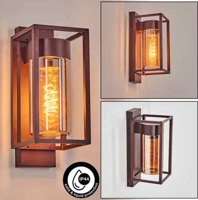 Produktbild von Laterza Außenwandlampe aus Metall/Glas in Rostfarben/Bernsteinfarben