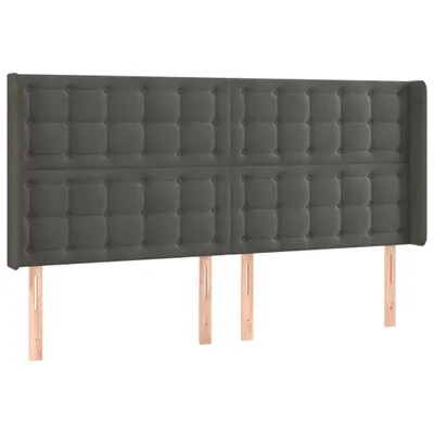 Image de vidaXL Tête de lit avec oreilles gris foncé 163x16x118/128 cm velours